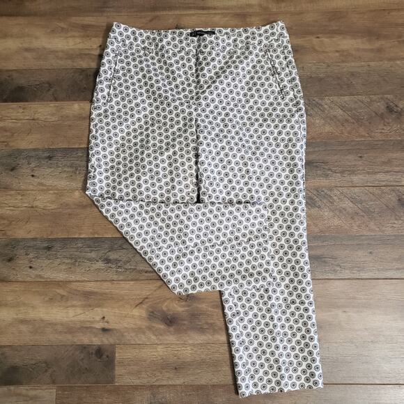 Adrianna Papell High Rise Floral Daisy Cropped Capris Stretch Pants Size 10 - Picture 5 of 11